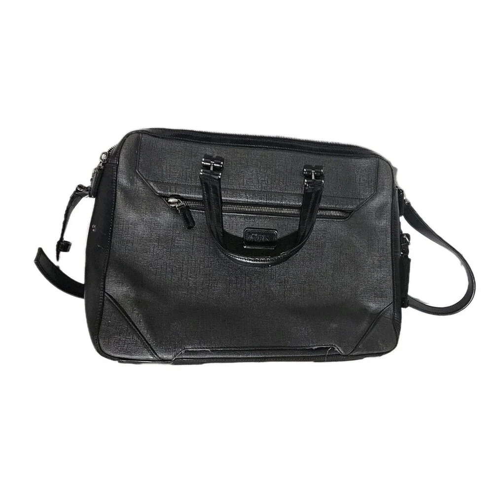 Tumi Briefcase Ashton Collins Zip Coated Canvas Textured Grey Laptop Case